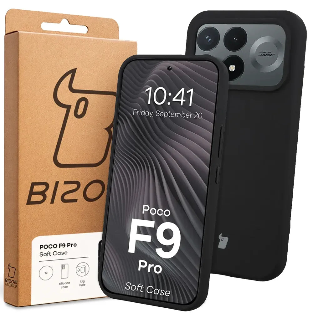 Silikon Handyhülle für Xiaomi POCO F9 Pro, Bizon Soft Case, Schwarz (7/7)