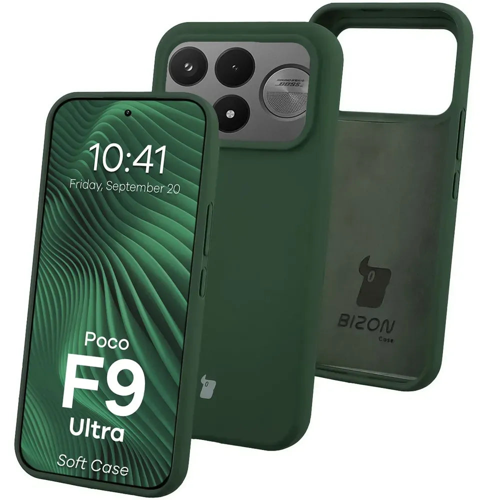 Silikon Handyhülle für Xiaomi POCO F9 Ultra, Bizon Soft Case, Dunkelgrün (1/7)