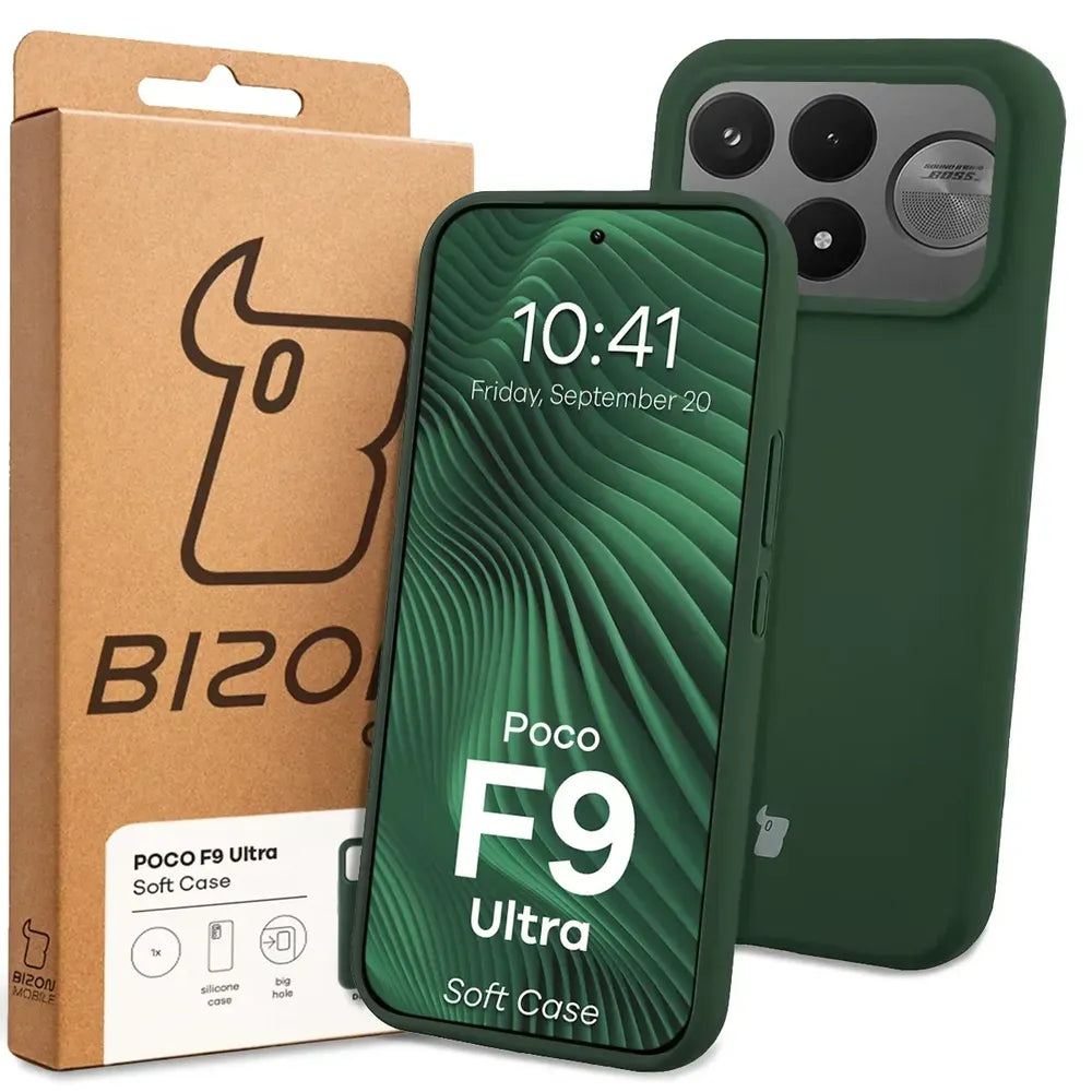 Silikon Handyhülle für Xiaomi POCO F9 Ultra, Bizon Soft Case, Dunkelgrün (7/7)