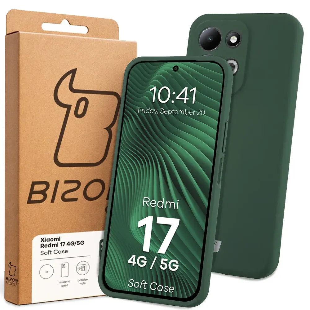 Silikon Handyhülle für Xiaomi Redmi 17 4G/5G, Bizon Soft Case, Dunkelgrün (7/7)