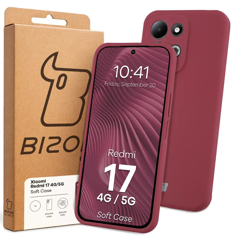 Silikon Handyhülle für Xiaomi Redmi 17 4G/5G, Bizon Soft Case, Pflaumenfarbe (7/7)