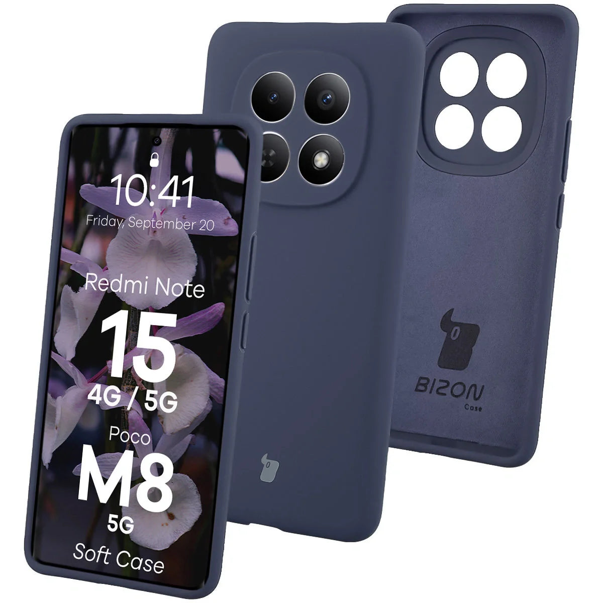 Silikon Handyhülle für Xiaomi Redmi Note 15 / POCO M8 5G, Bizon Soft Case, Dunkelblau