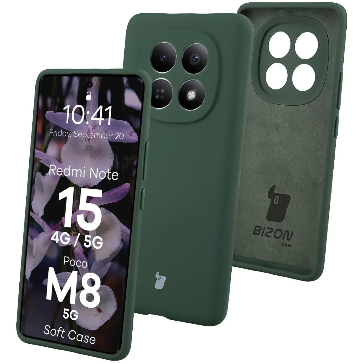 Silikon Handyhülle für Xiaomi Redmi Note 15 / POCO M8 5G, Bizon Soft Case, Dunkelgrün