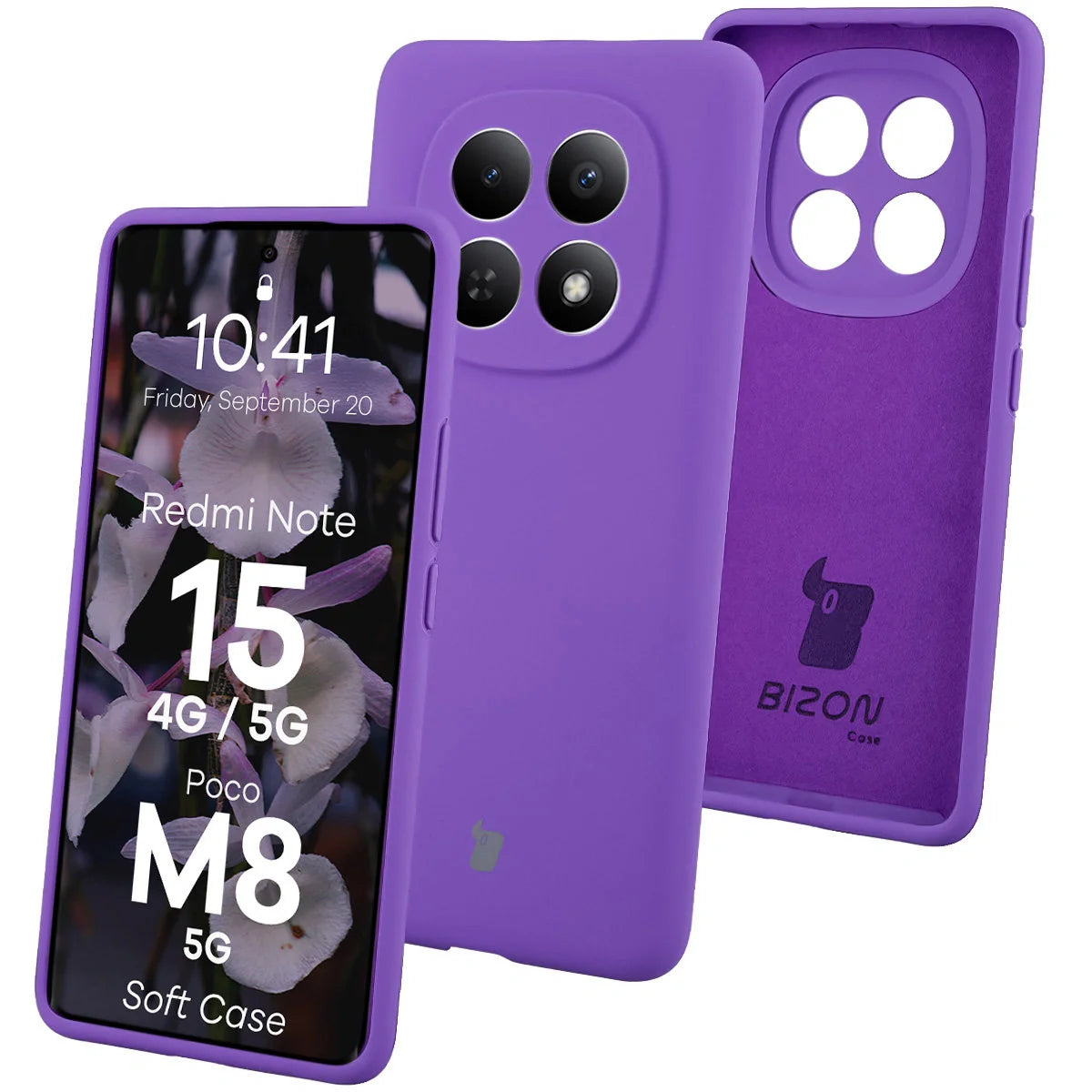 Silikon Handyhülle für Xiaomi Redmi Note 15 / POCO M8 5G, Bizon Soft Case, Violett
