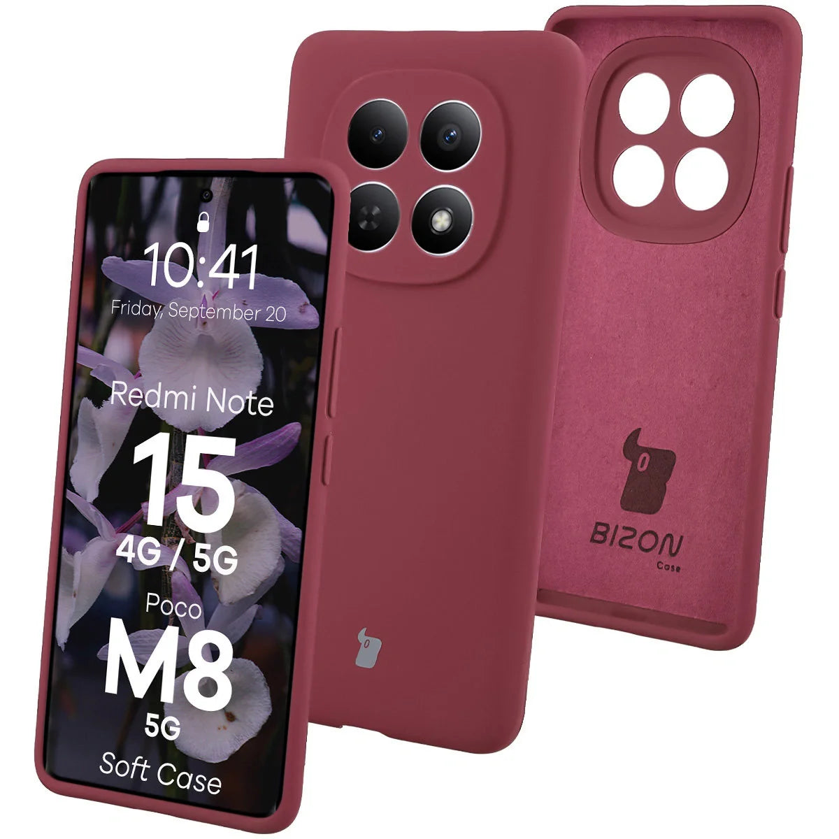 Silikon Handyhülle für Xiaomi Redmi Note 15 / POCO M8 5G, Bizon Soft Case, Pflaumenfarbe