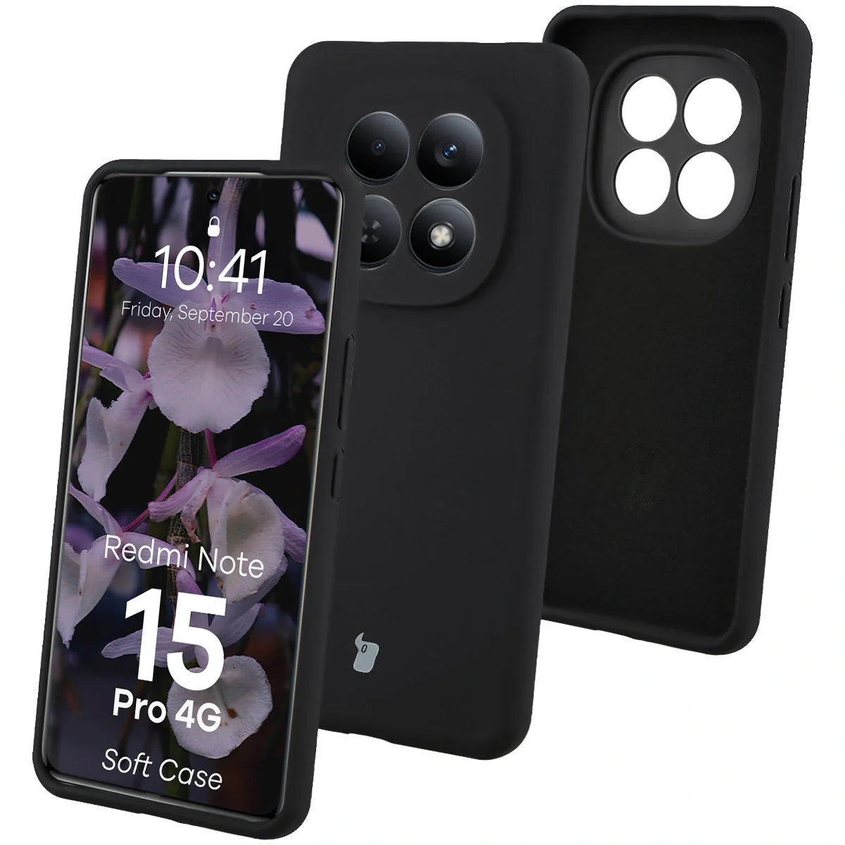 Silikon Handyhülle für Xiaomi Redmi Note 15 Pro 4G, Bizon Soft Case, Schwarz