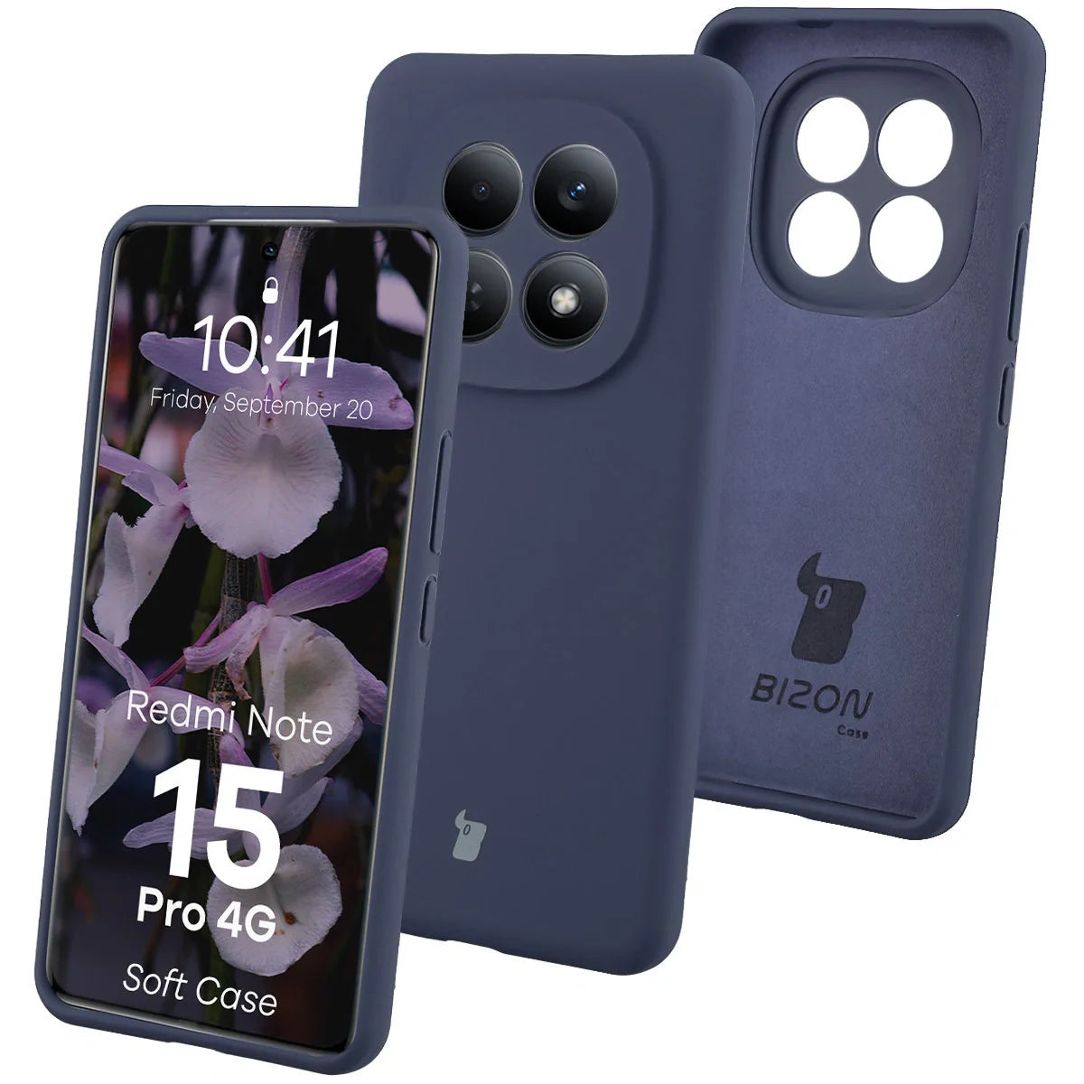 Silikon Handyhülle für Xiaomi Redmi Note 15 Pro 4G, Bizon Soft Case, Dunkelblau