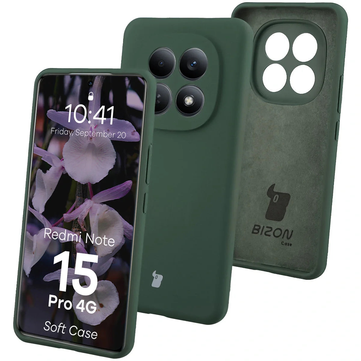 Silikon Handyhülle für Xiaomi Redmi Note 15 Pro 4G, Bizon Soft Case, Dunkelgrün