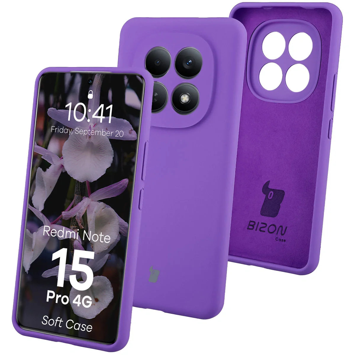 Silikon Handyhülle für Xiaomi Redmi Note 15 Pro 4G, Bizon Soft Case, Violett