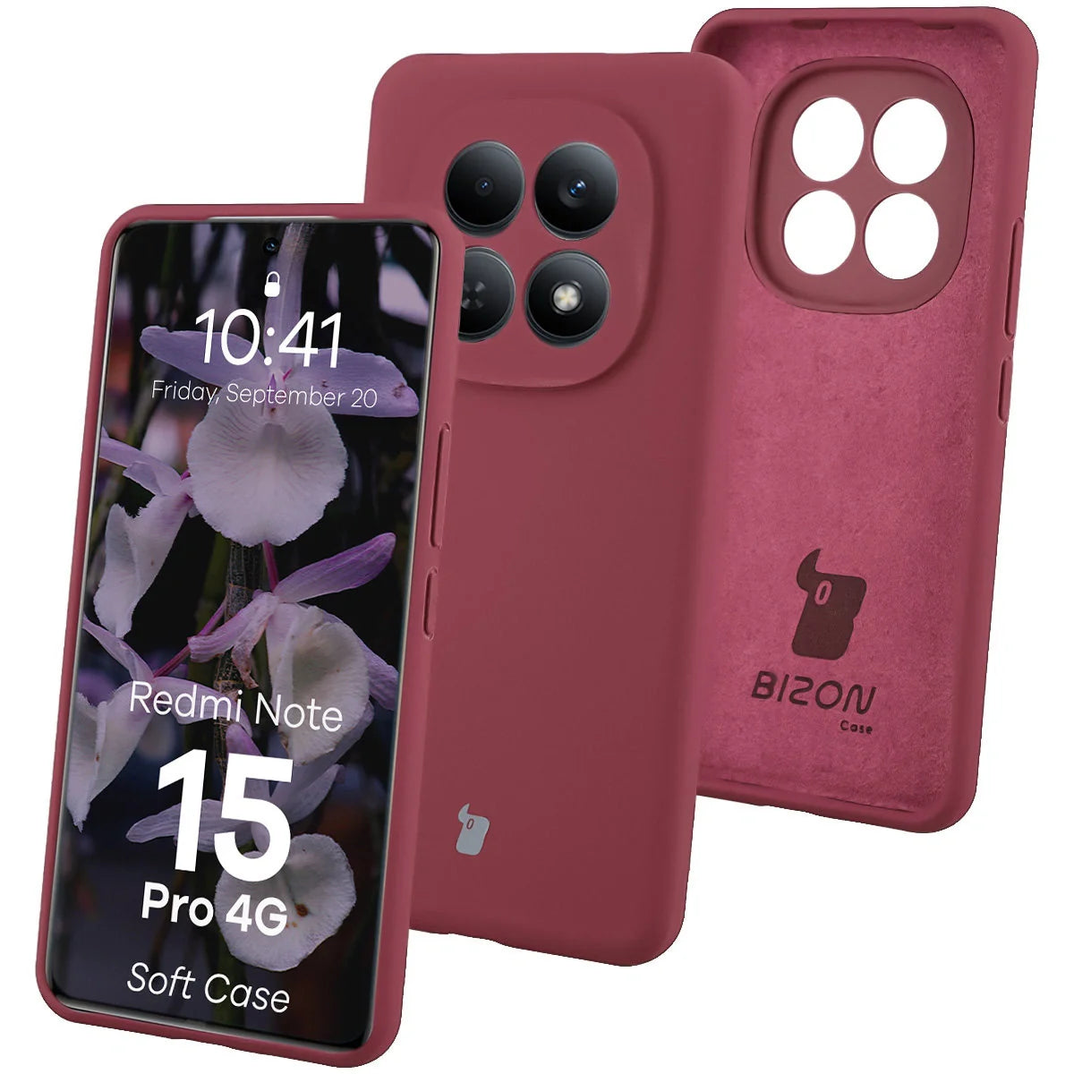 Silikon Handyhülle für Xiaomi Redmi Note 15 Pro 4G, Bizon Soft Case, Pflaumenfarbe