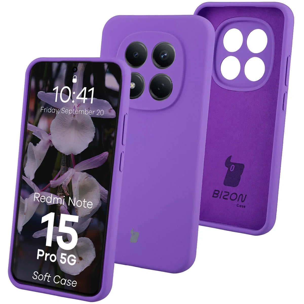 Silikon Handyhülle für Xiaomi Redmi Note 15 Pro 5G, Bizon Soft Case, Violett