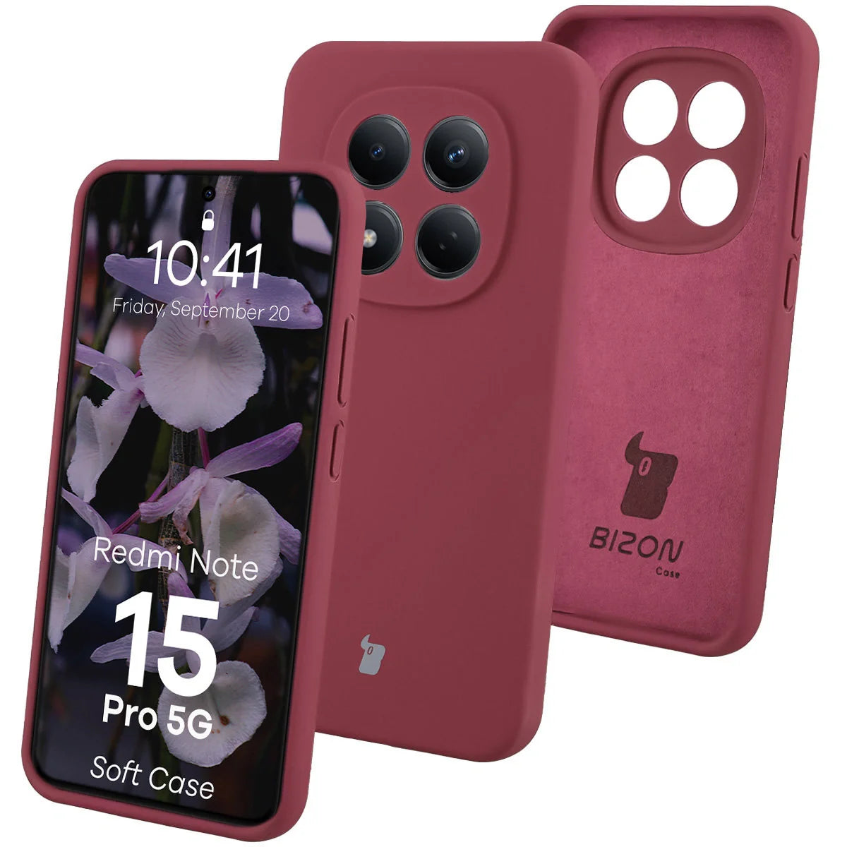 Silikon Handyhülle für Xiaomi Redmi Note 15 Pro 5G, Bizon Soft Case, Pflaumenfarbe