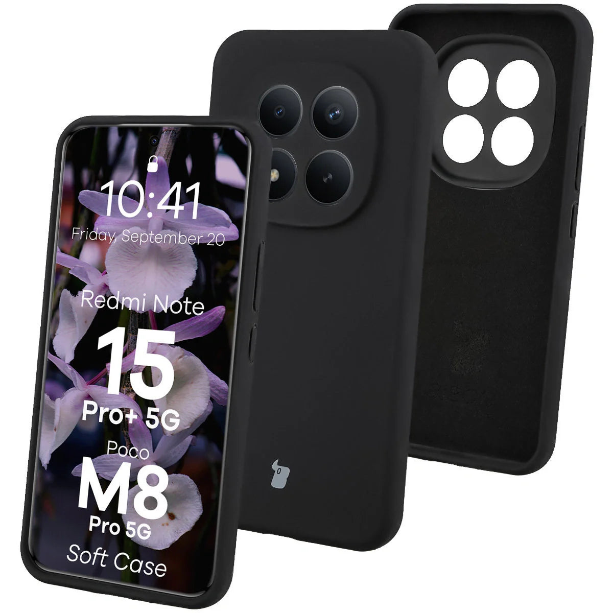Silikon Handyhülle für Xiaomi Redmi Note 15 Pro Plus 5G / POCO M8 Pro 5G, Bizon Soft Case, Schwarz
