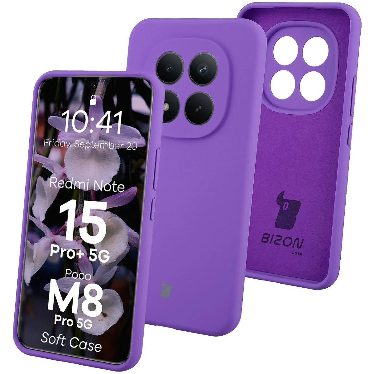 Silikon Handyhülle für Xiaomi Redmi Note 15 Pro Plus 5G / POCO M8 Pro 5G, Bizon Soft Case, Violett