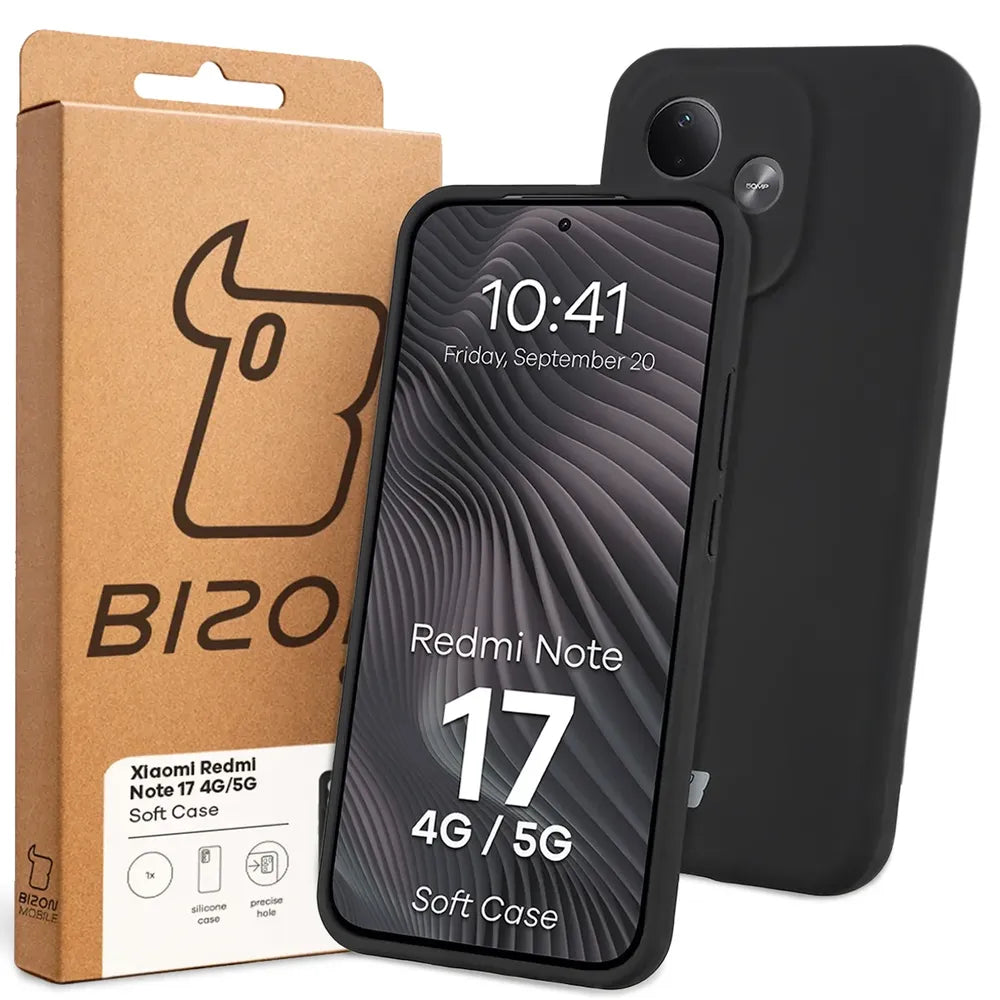 Silikon Handyhülle für Xiaomi Redmi Note 17 4G/5G, Bizon Soft Case, Schwarz (7/7)