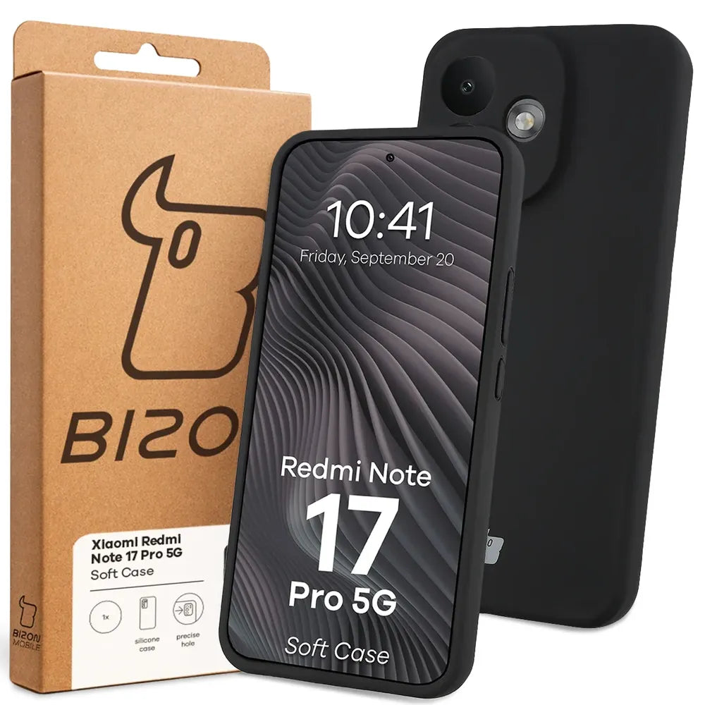Silikon Handyhülle für Xiaomi Redmi Note 17 Pro 5G, Bizon Soft Case, Schwarz (7/7)