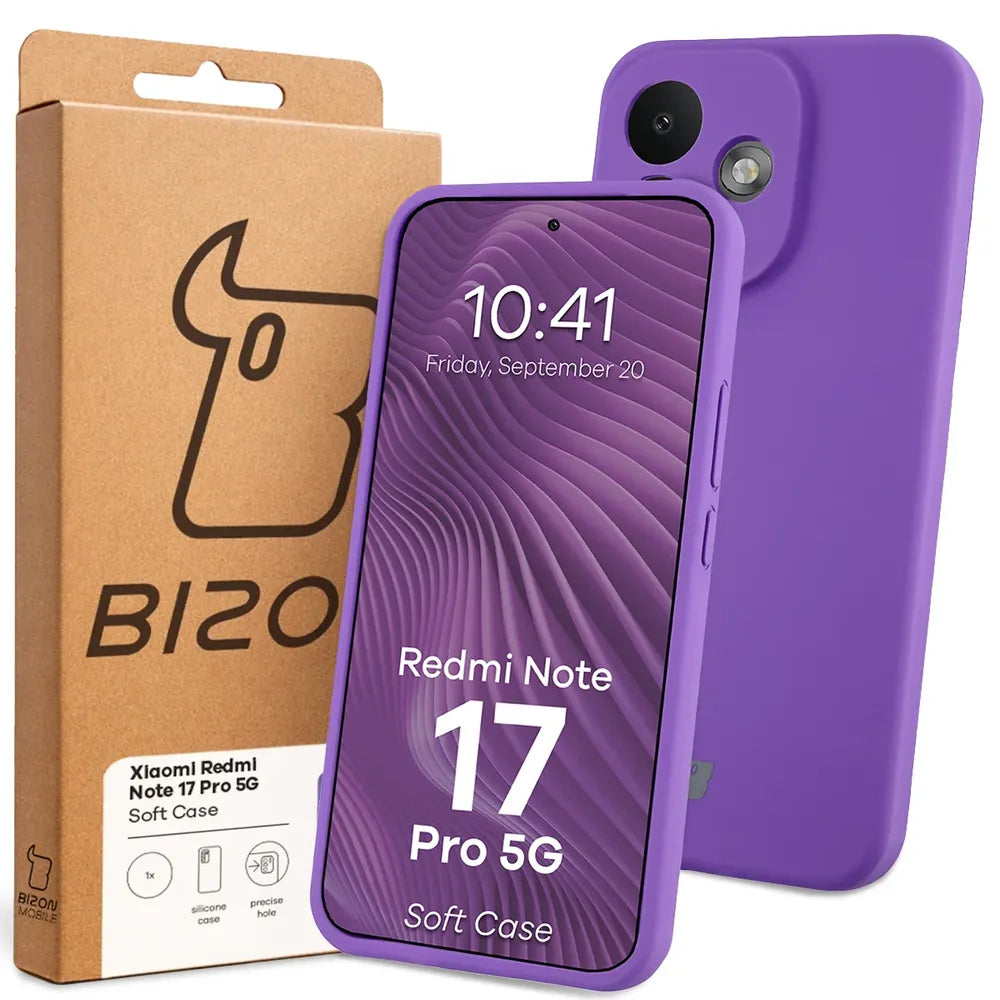 Silikon Handyhülle für Xiaomi Redmi Note 17 Pro 5G, Bizon Soft Case, Violett (7/7)