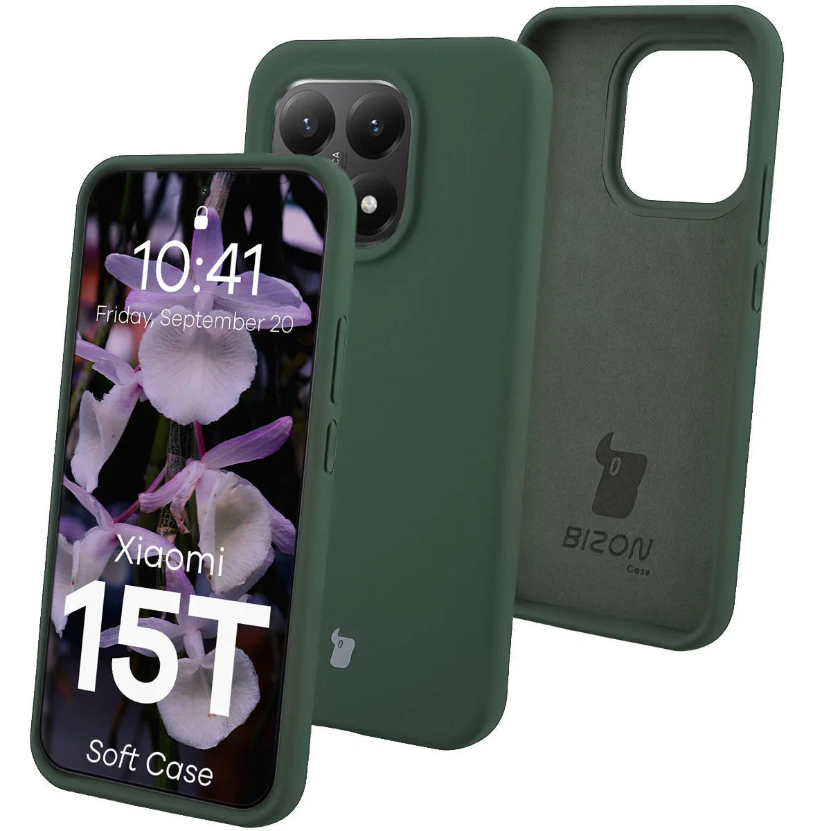 Silikon Handyhülle für Xiaomi 15T, Bizon Soft Case, Dunkelgrün