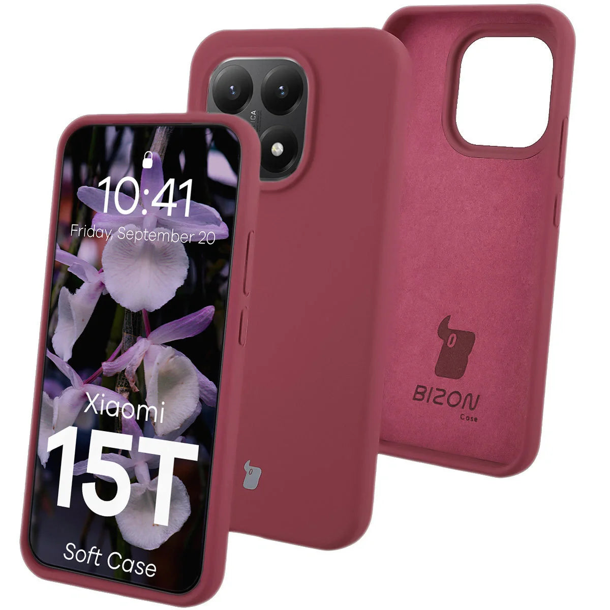Silikon Handyhülle für Xiaomi 15T, Bizon Soft Case, Pflaumenfarbe