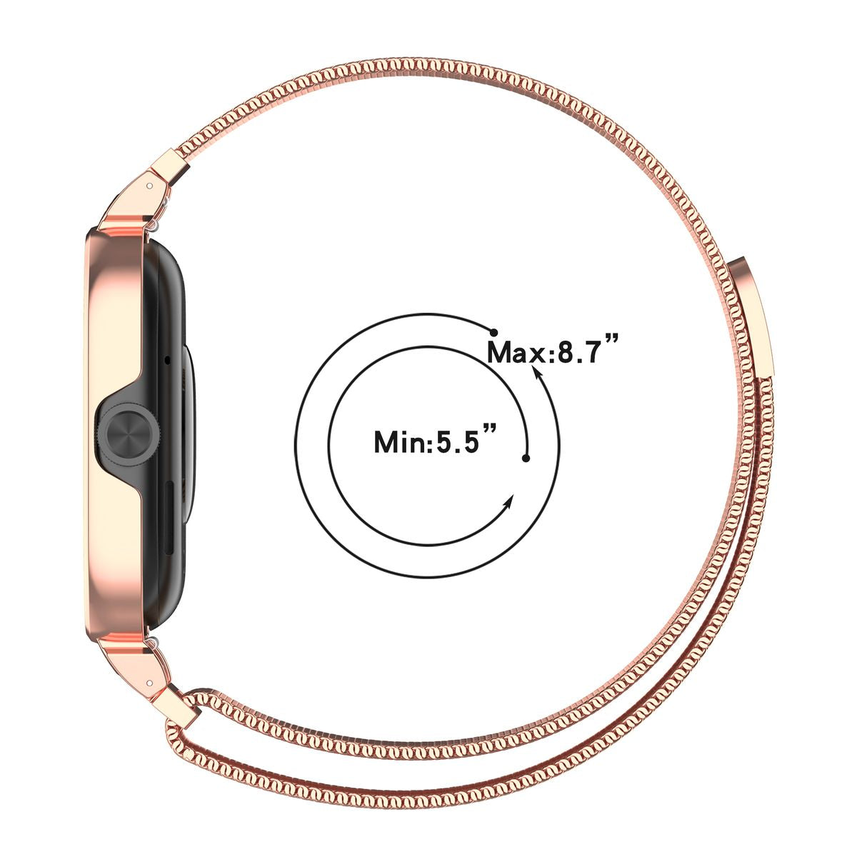 Schutzhülle mit Armband für Xiaomi Redmi Watch 4/5, Bizon Strap + Case Watch Chain, Roségold