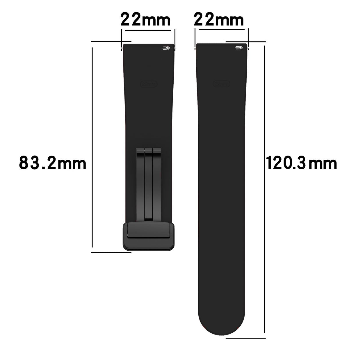 Armband für Smartwatch (22 mm), Bizon Strap Watch Silicone L, Schwarz