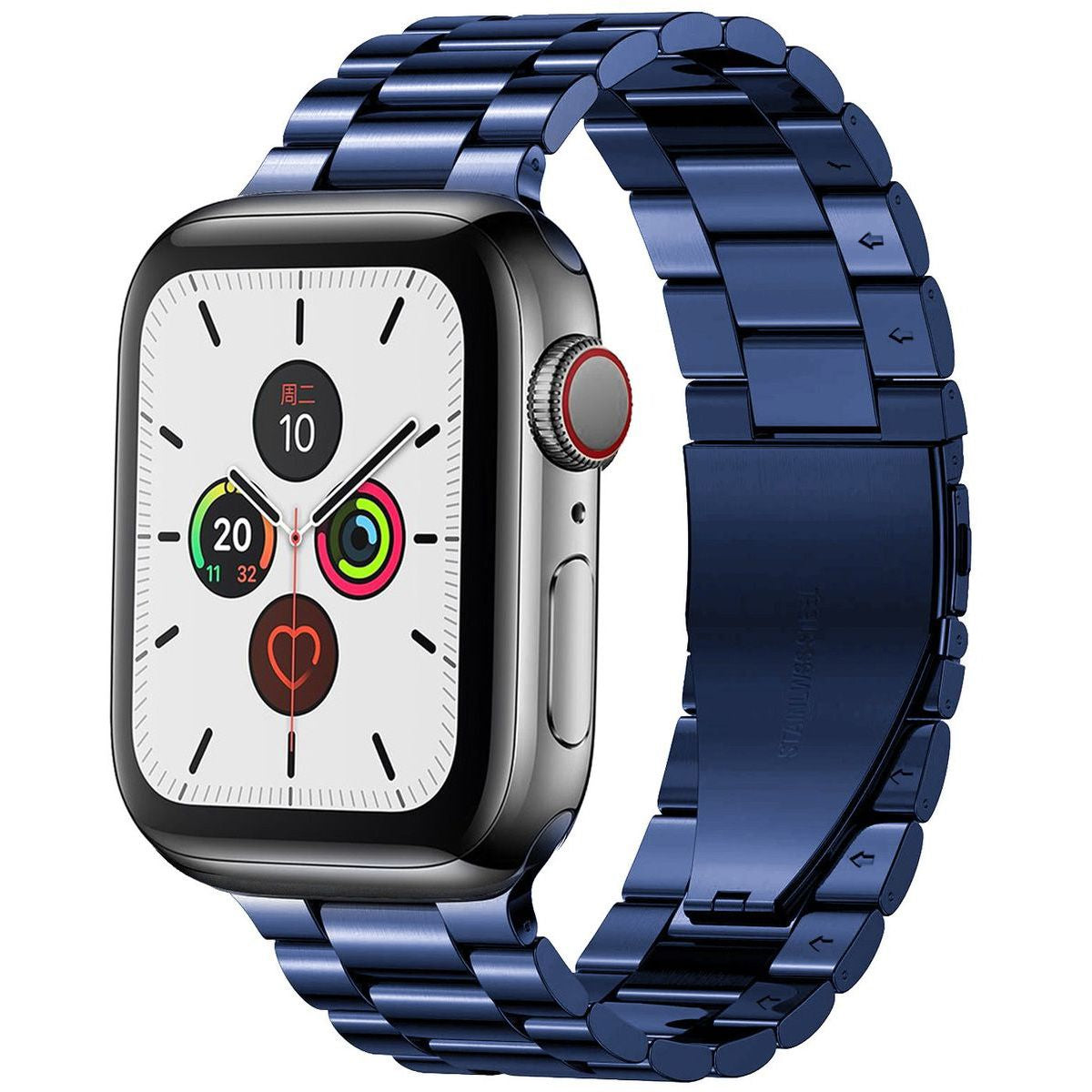 Edelstahl Armband in Blau für Apple Watch 41/40/38 mm, elegant und funktional, Modell Bizon Strap Watch Aura.