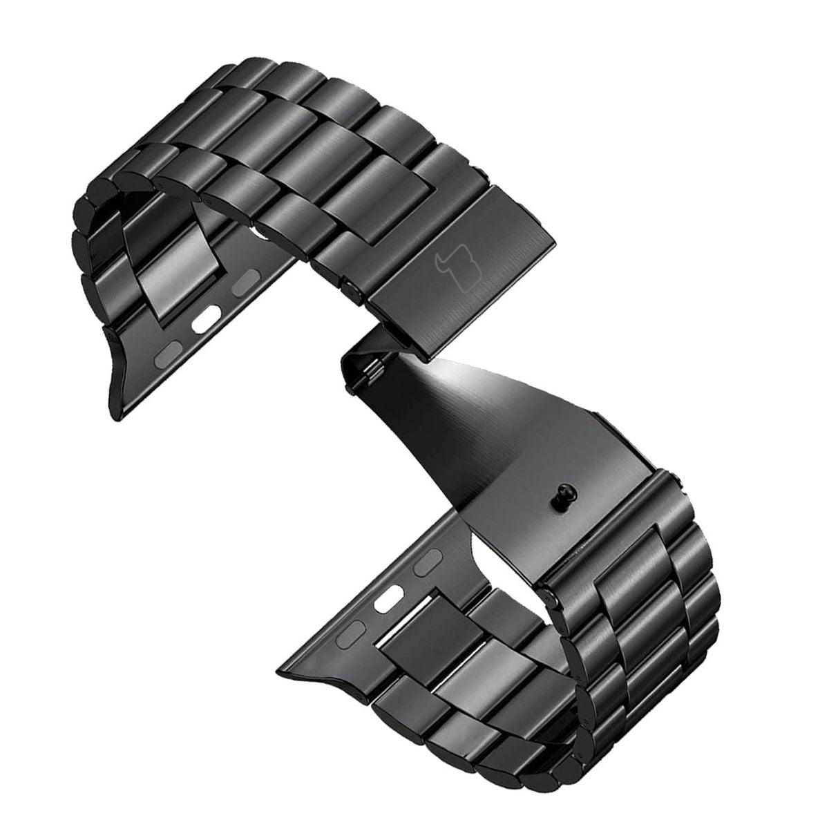 Edelstahl Armband Bizon Strap für Apple Watch, schwarz, geeignet für mehrere Modelle, elegant und robust.