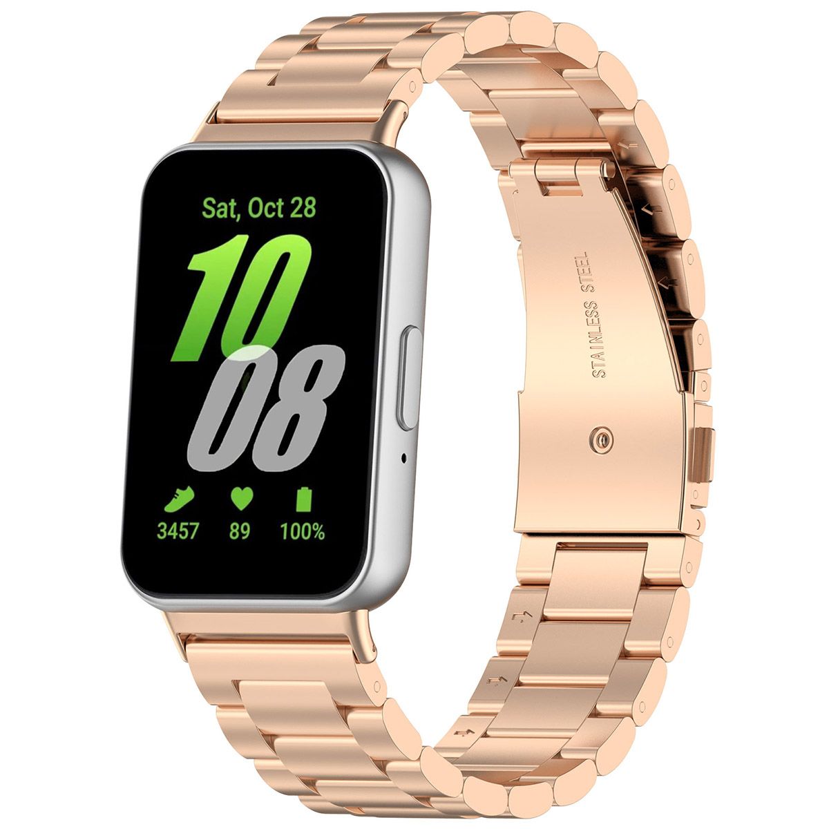 Edelstahl Armband für Galaxy Fit 3, Bizon Strap Watch Aura, Rosa Gold
