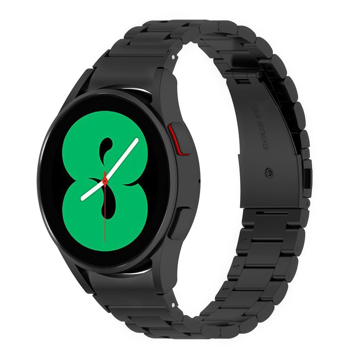 Edelstahl Armband für Galaxy Watch FE/7/6/6 Classic/5/5 Pro/4/4 Classic, Bizon Strap Watch Aura, Schwarz