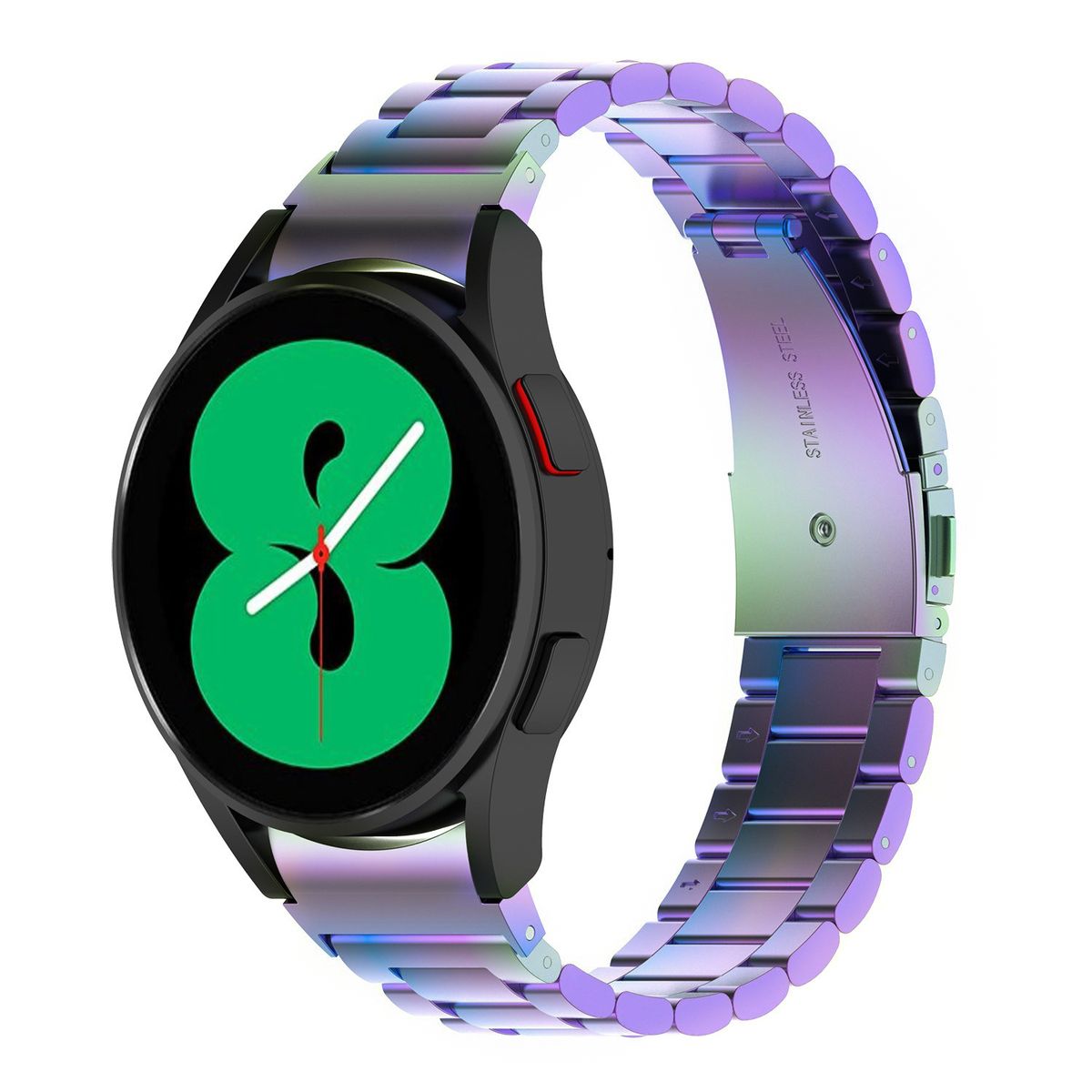 Edelstahl Armband für Galaxy Watch FE/7/6/6 Classic/5/5 Pro/4/4 Classic, Bizon Strap Watch Aura, Regenbogen