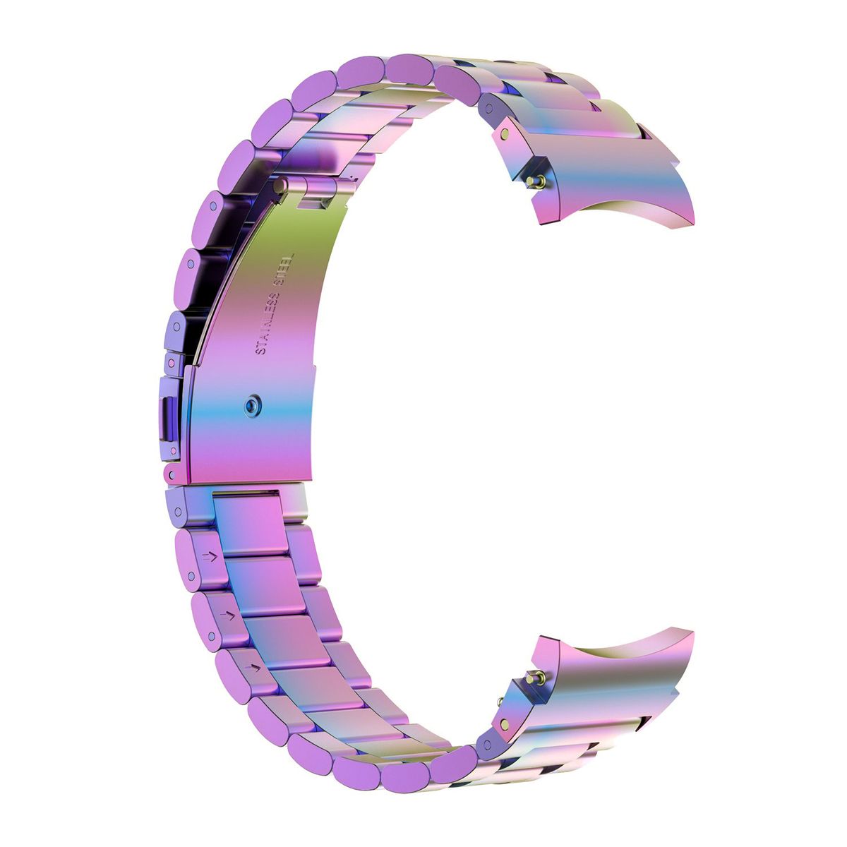 Edelstahl Armband für Galaxy Watch FE/7/6/6 Classic/5/5 Pro/4/4 Classic, Bizon Strap Watch Aura, Regenbogen