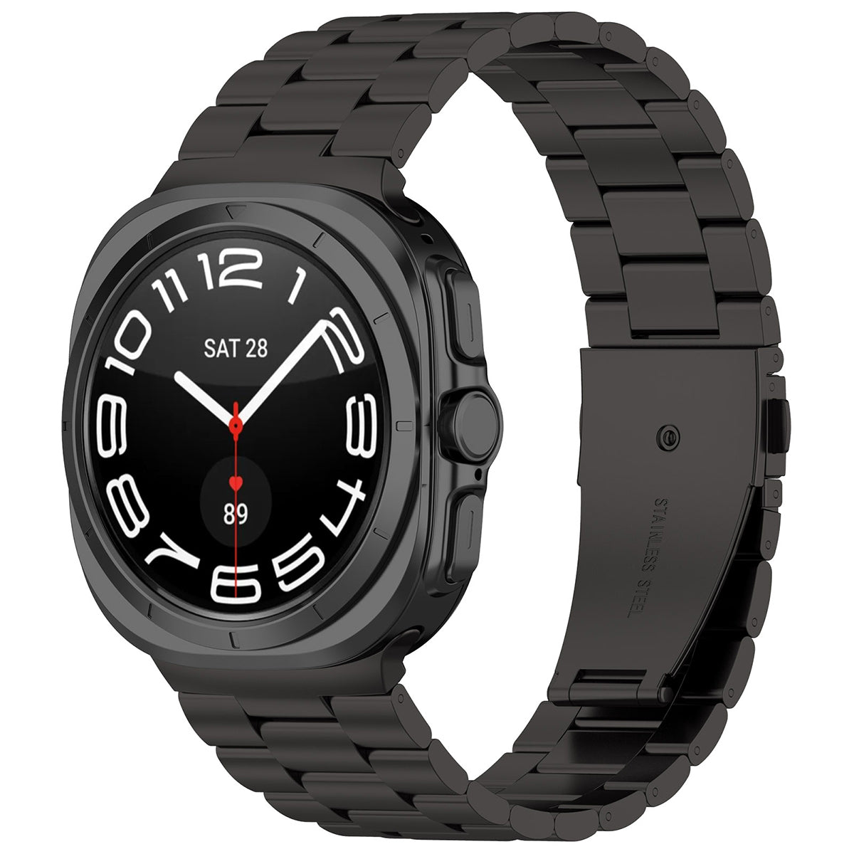 Edelstahl Armband für Galaxy Watch Ultra 2 / Ultra, Bizon Strap Watch Aura, Schwarz