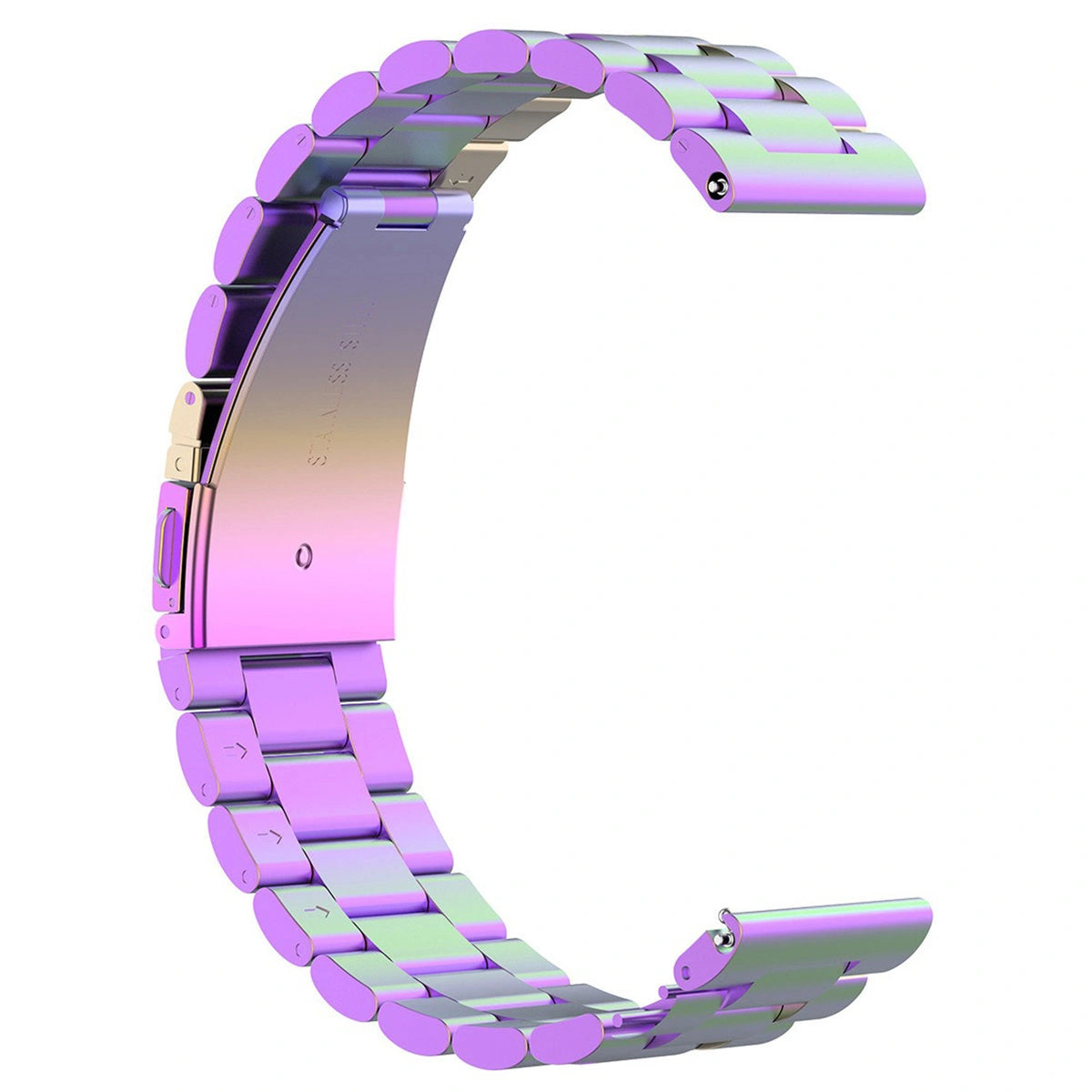 Edelstahl Armband für Smartwatch, Bizon Strap Watch Aura, QuickRelease 20 mm, Regenbogenfarbe