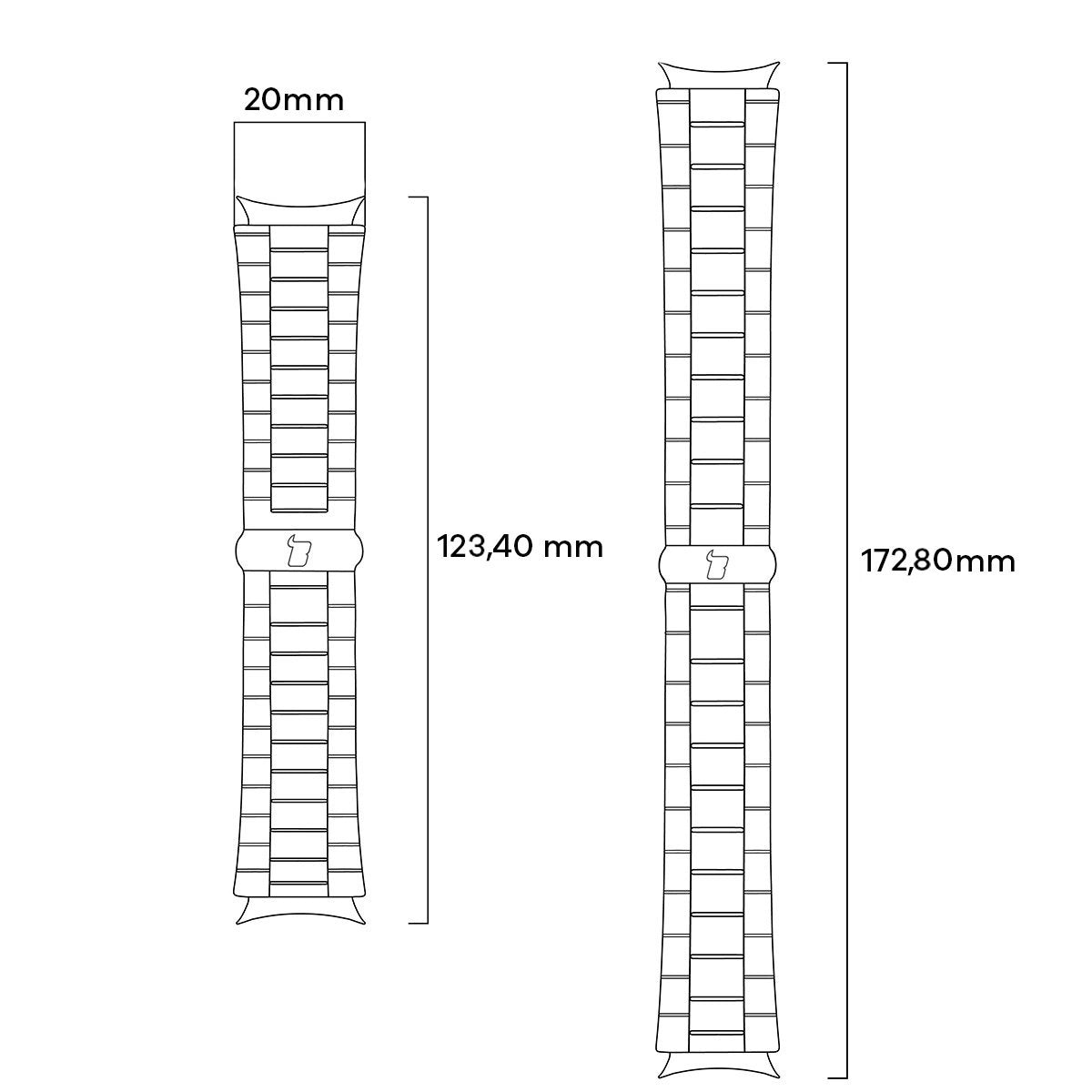 Edelstahl Armband für Smartwatch, Bizon Strap Watch Aura, QuickRelease 20 mm, Silbern