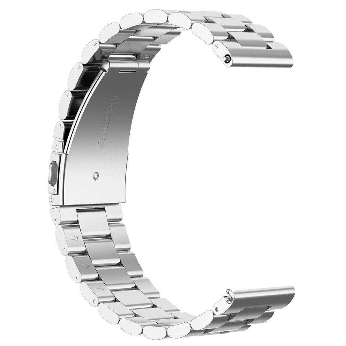 Edelstahl Armband für Smartwatch, Bizon Strap Watch Aura, QuickRelease 20 mm, Silbern