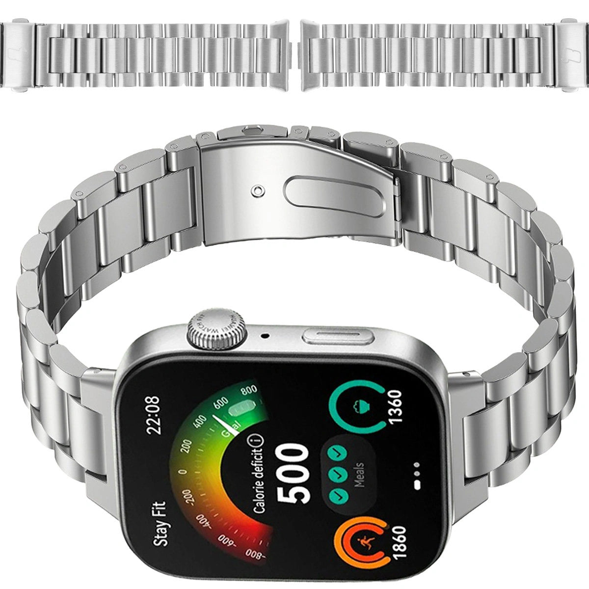 Edelstahl Armband für Huawei Watch Fit 5 Pro/Fit 5/Fit 4 Pro/Fit 4/Fit 3, Bizon Strap Watch Aura, Silbern