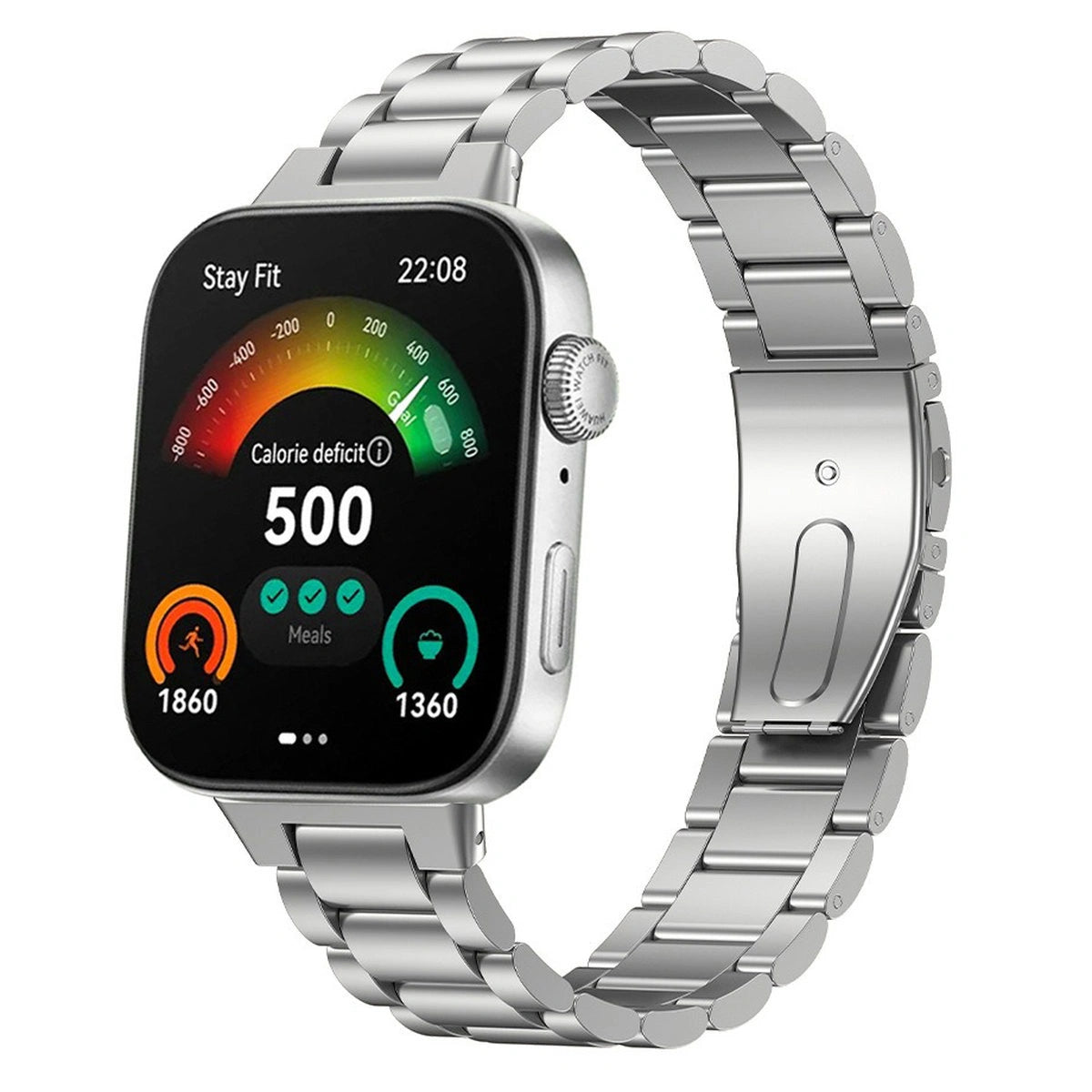 Edelstahl Armband für Huawei Watch Fit 5 Pro/Fit 5/Fit 4 Pro/Fit 4/Fit 3, Bizon Strap Watch Aura, Silbern