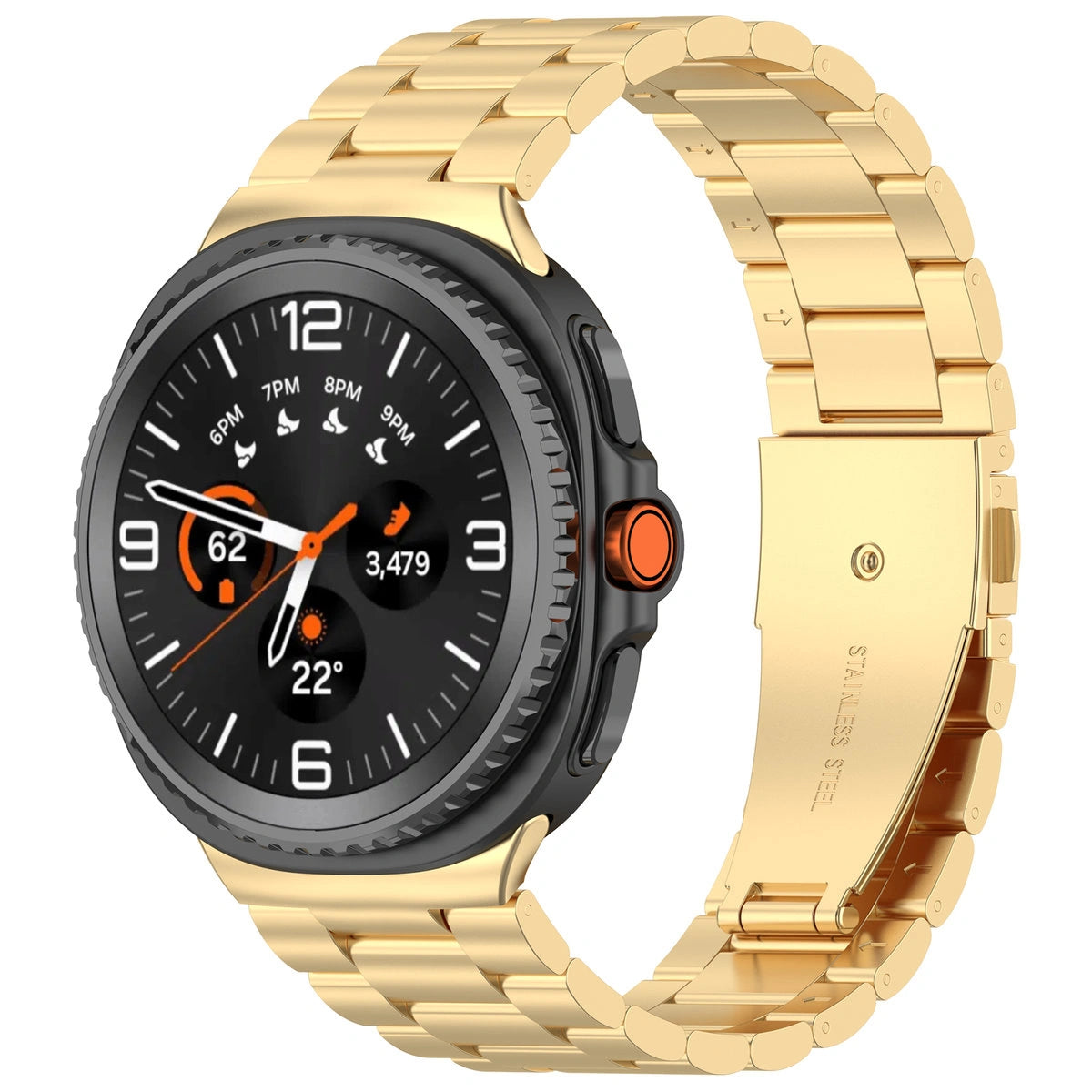 Edelstahl Armband für Samsung Galaxy Watch 9 40 mm / 44 mm / 8 40 mm / 44 mm / 8 Classic 46 mm, Bizon Strap Watch Aura, Golden