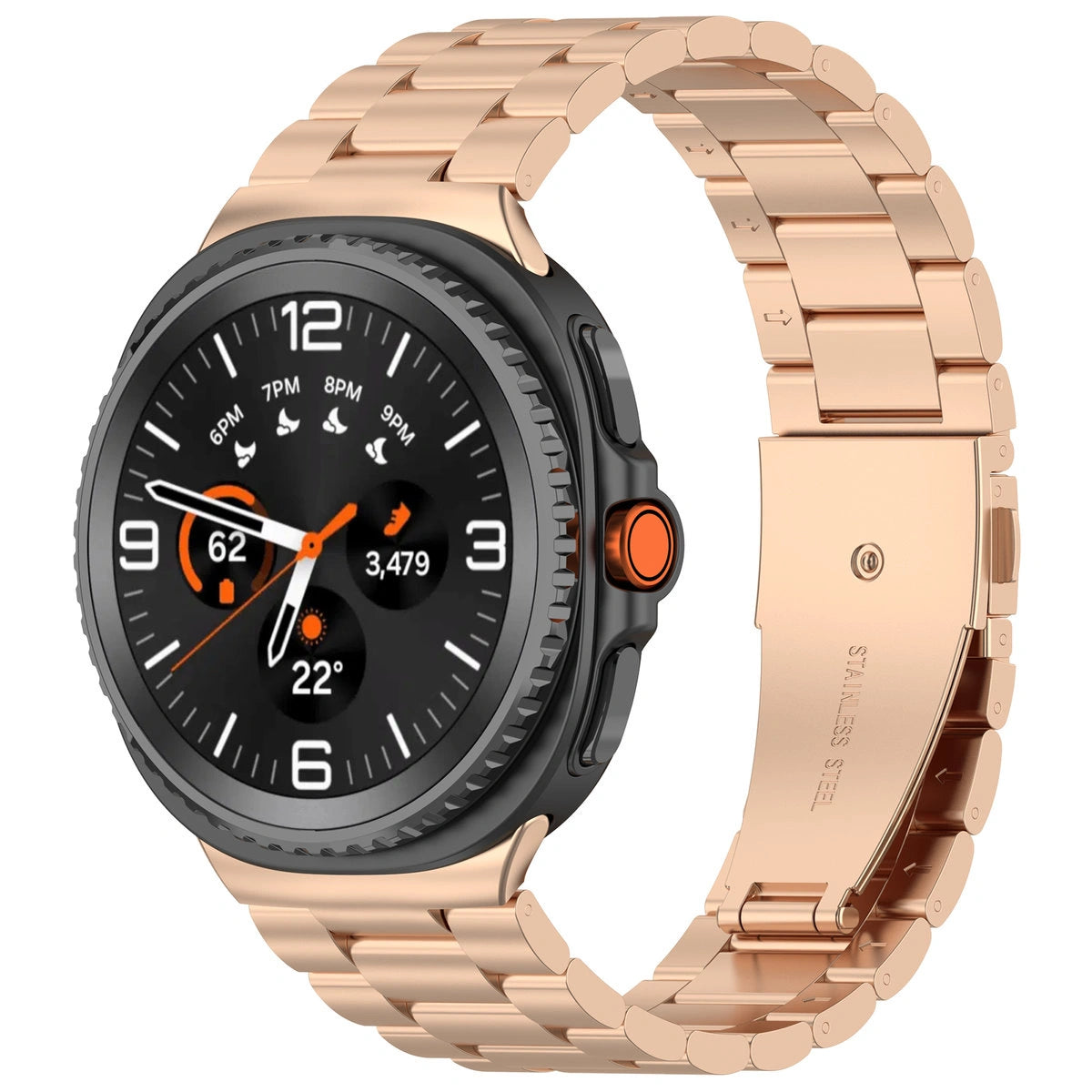 Edelstahl Armband für Samsung Galaxy Watch 9 40 mm / 44 mm / 8 40 mm / 44 mm / 8 Classic 46 mm, Bizon Strap Watch Aura, Rosegold