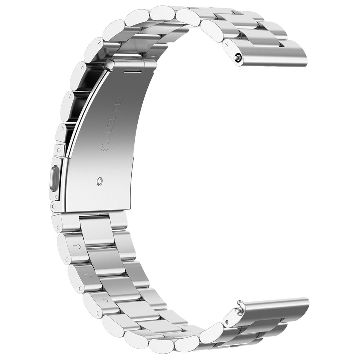 Edelstahl Armband für Smartwatch, Bizon Strap Watch Aura, QuickRelease 22 mm, Silbern