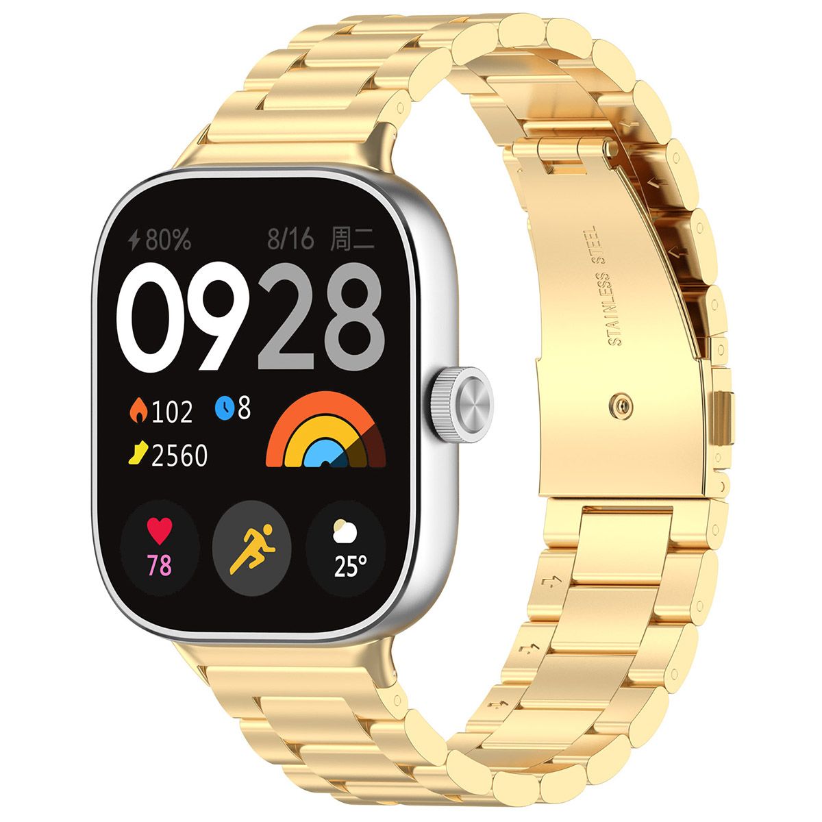 Edelstahl Armband für Xiaomi Redmi Watch 6/5/4 / Smart Band 9/8 Pro, Bizon Strap Watch Aura, Gold