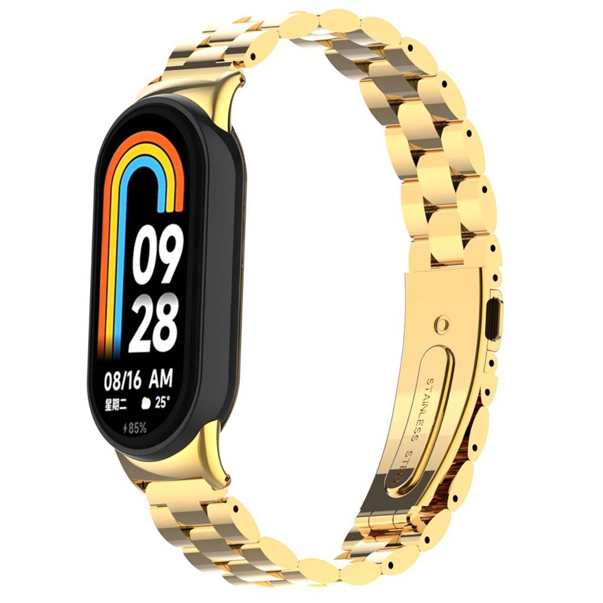 Edelstahl Armband für Xiaomi Smart Band 10 / 9 / 9 NFC / 8, Bizon Strap Watch Aura, Gold
