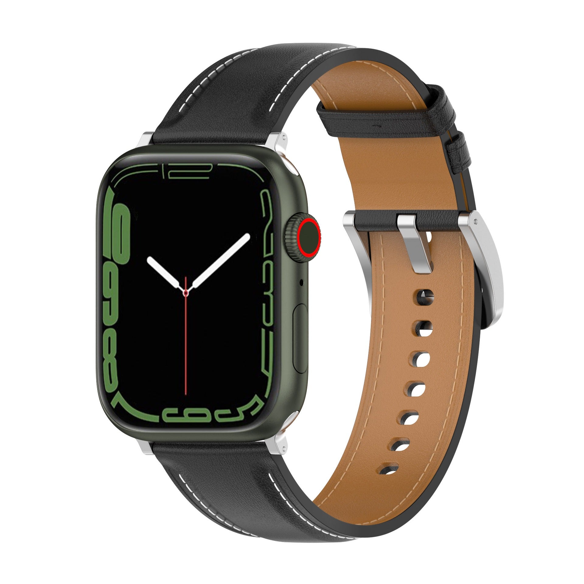 Armband für Apple Watch 44/45/46/49 mm, Bizon Strap Watch Casual, Schwarz