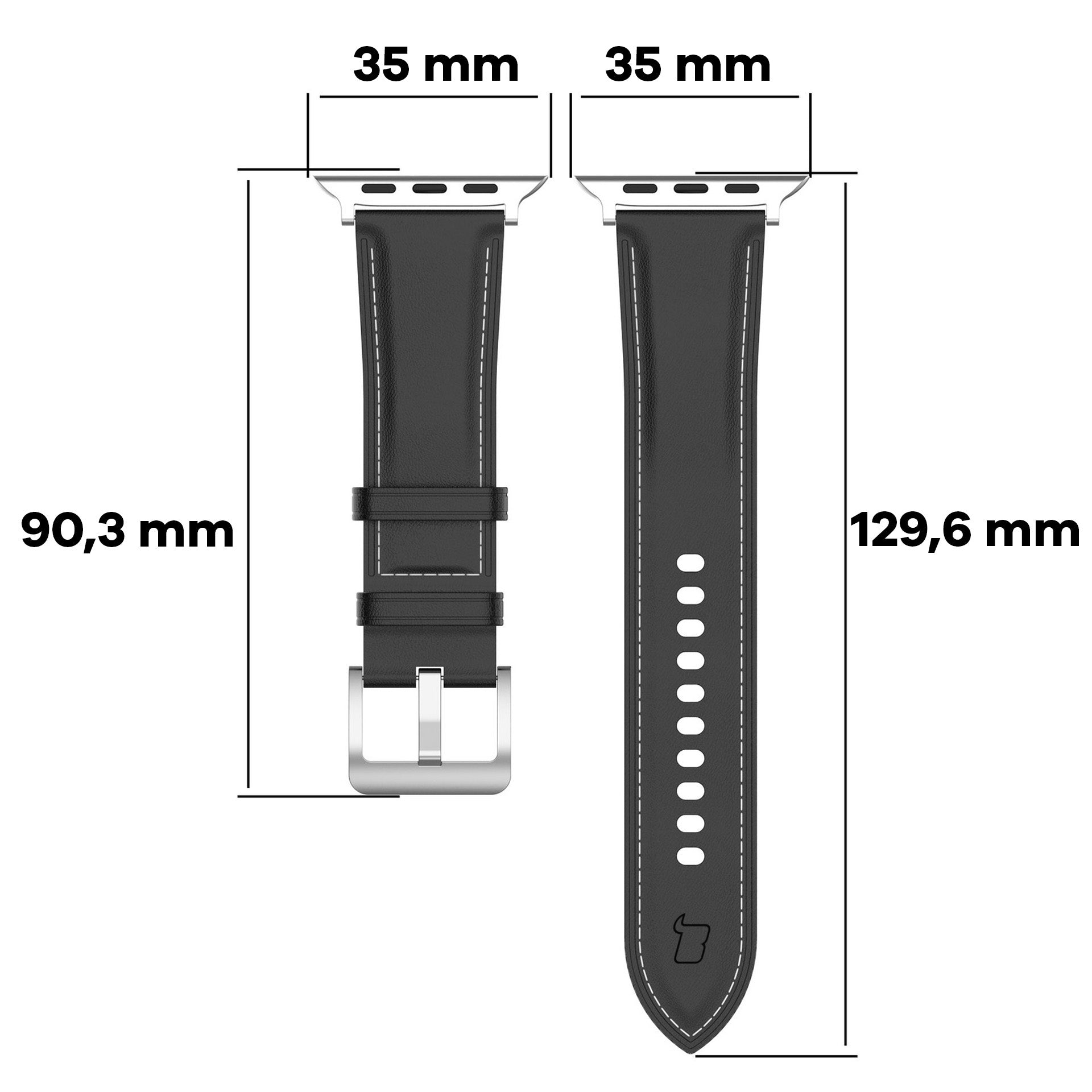 Armband für Apple Watch 44/45/46/49 mm, Bizon Strap Watch Casual, Schwarz