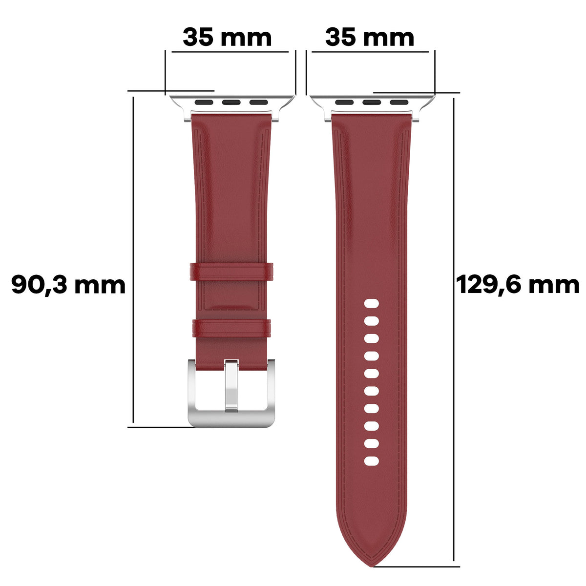 Armband für Apple Watch 44/45/46/49 mm, Bizon Strap Watch Casual, Rot