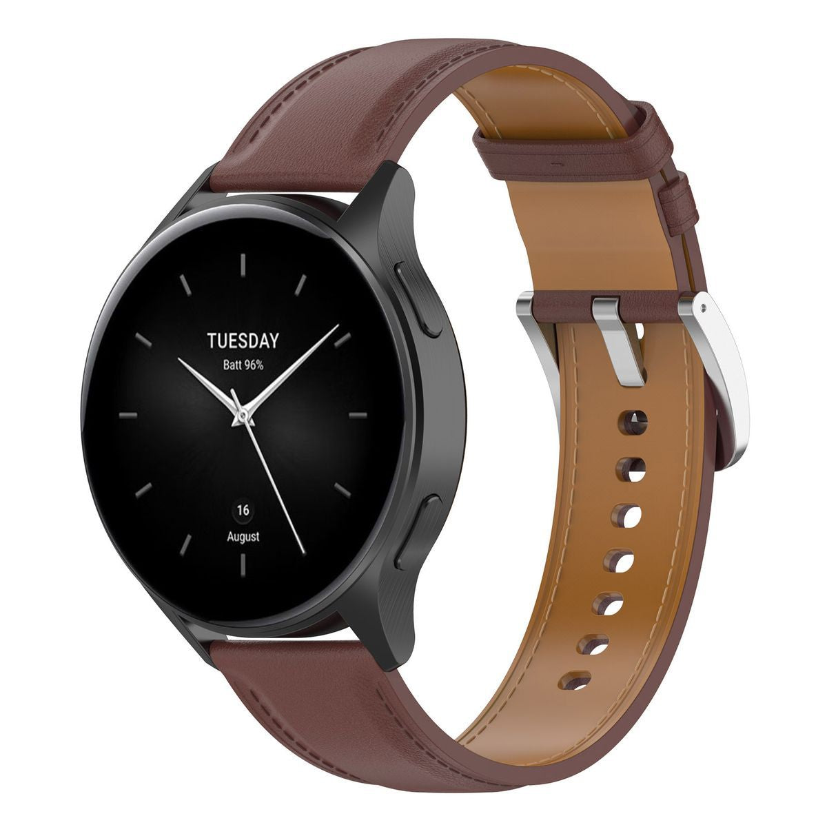 Leder Armband für Smartwatch, Bizon Strap Watch Casual, QuickRelease 22 mm, Dunkelbraun