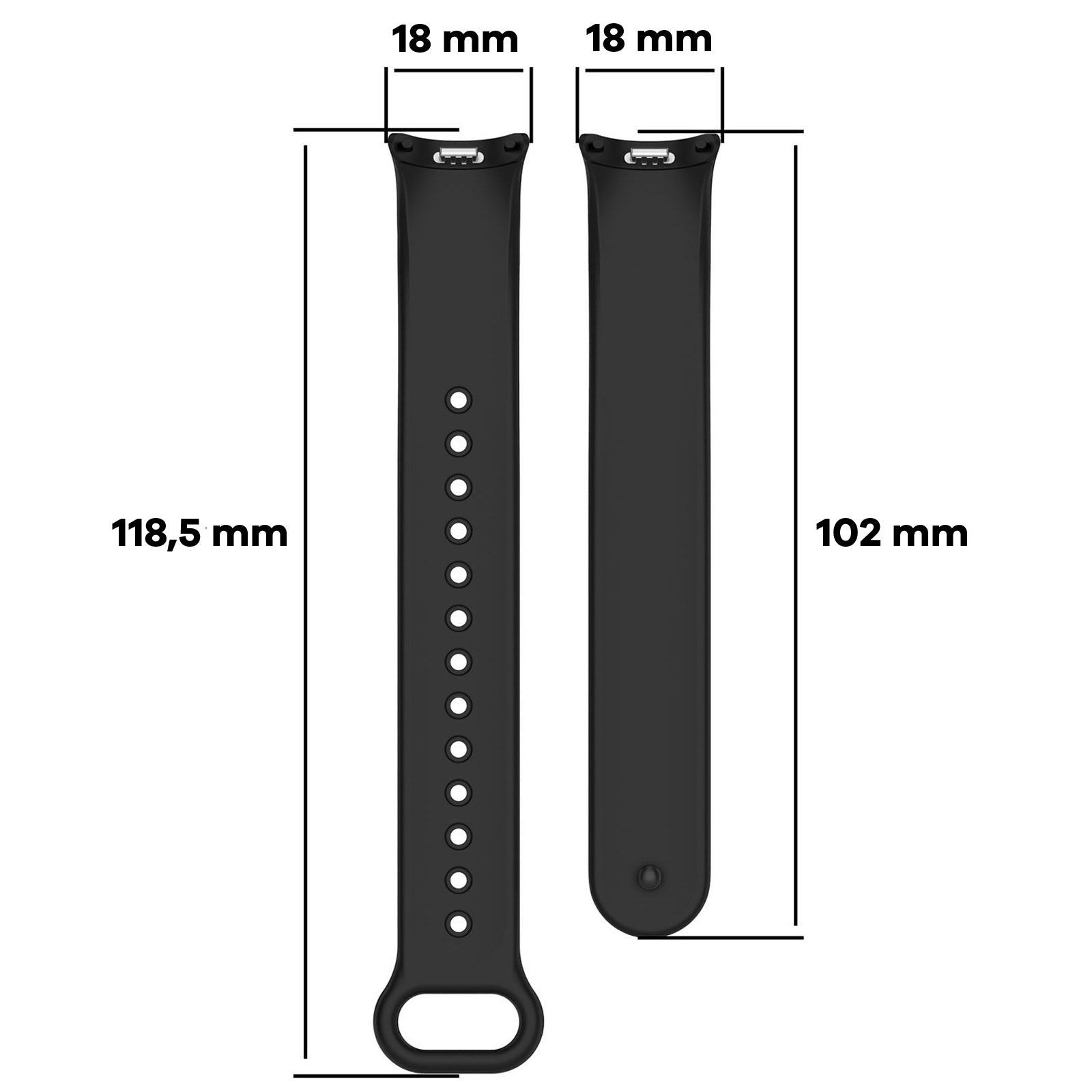 Armband für Xiaomi Smart Band 10 / 9 / 9 NFC / 8, Bizon Strap Watch Dots, Schwarz
