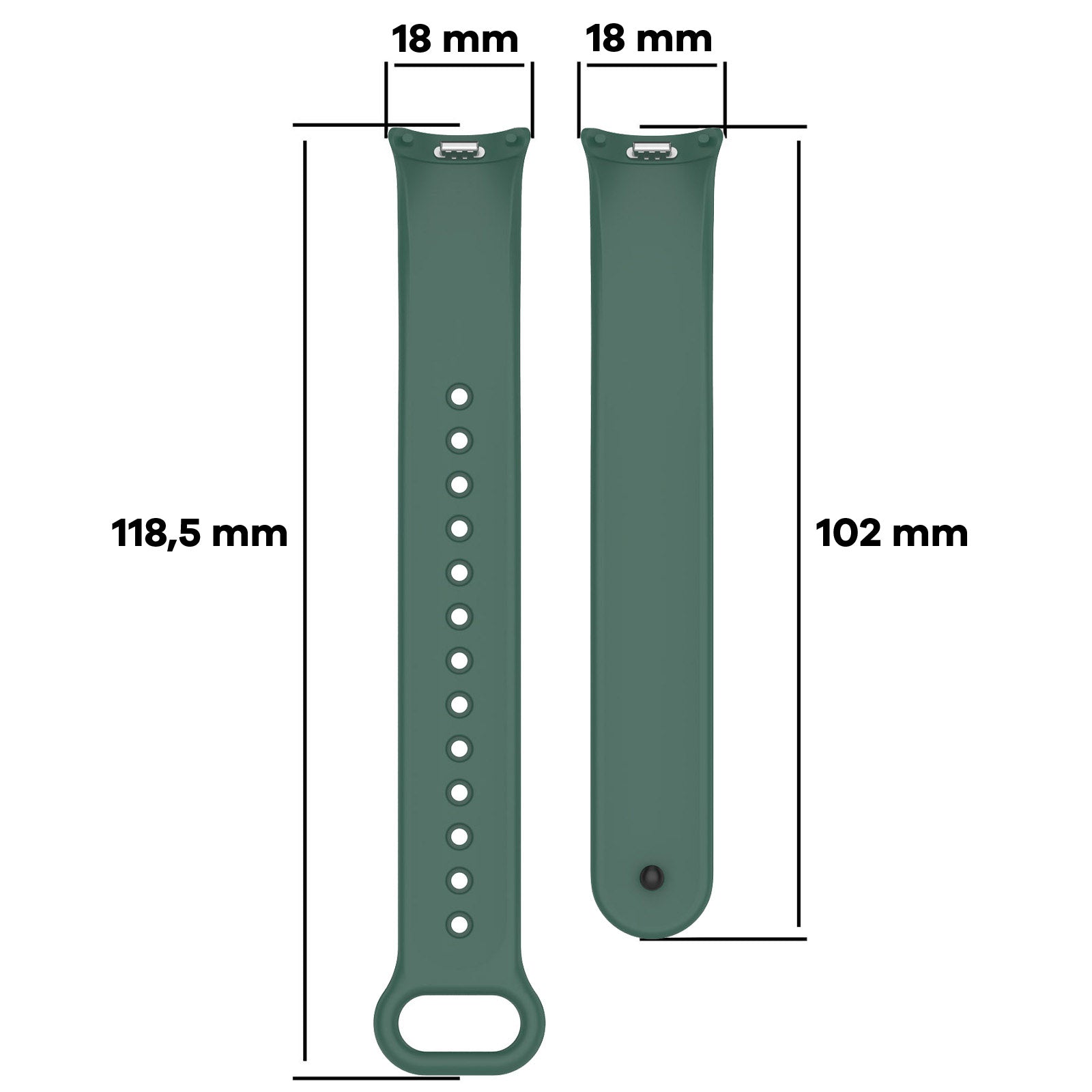 Armband für Xiaomi Smart Band 10 / 9 / 9 NFC / 8, Bizon Strap Watch Dots, Dunkelgrün