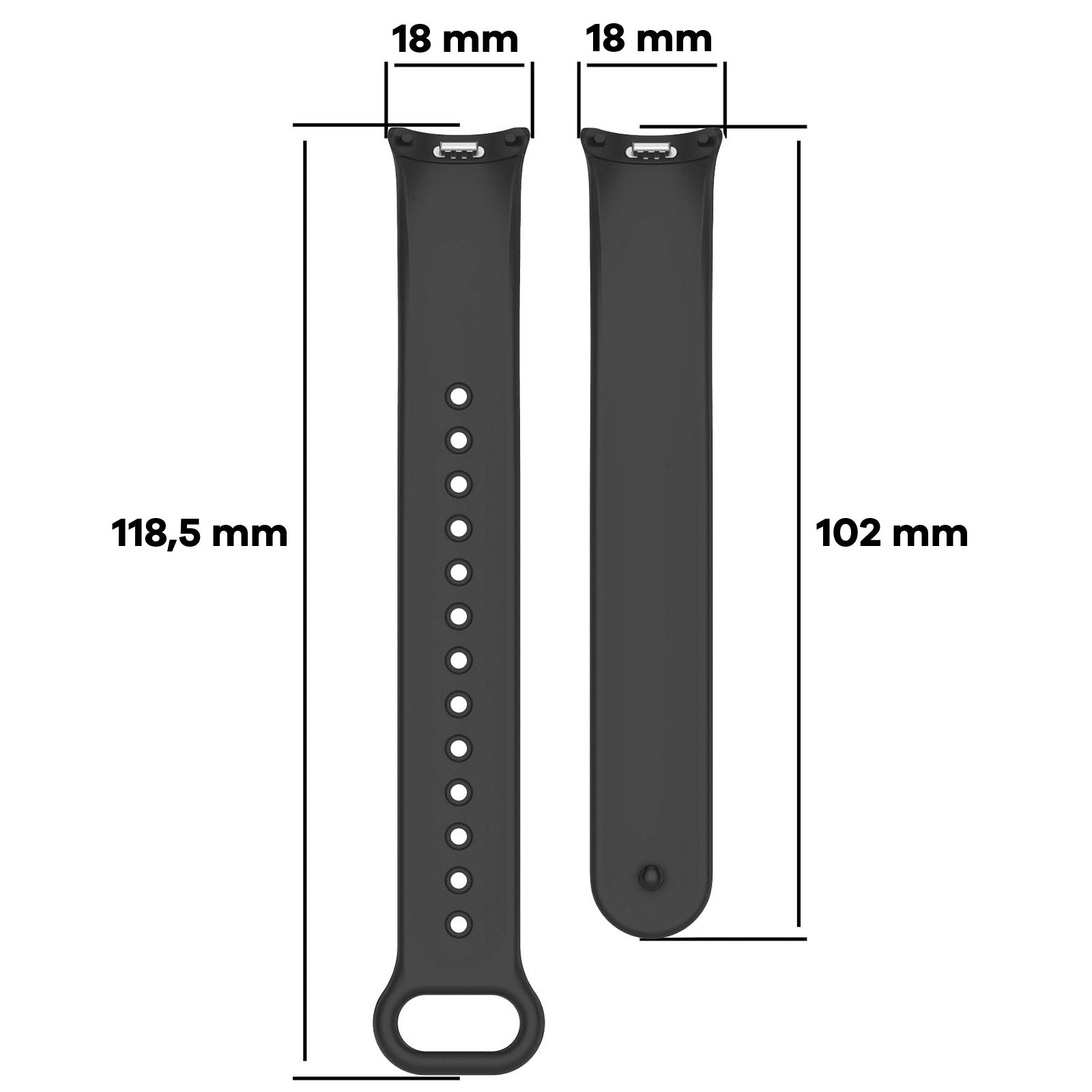 Armband für Xiaomi Smart Band 10 / 9 / 9 NFC / 8, Bizon Strap Watch Dots, Dunkelgrau