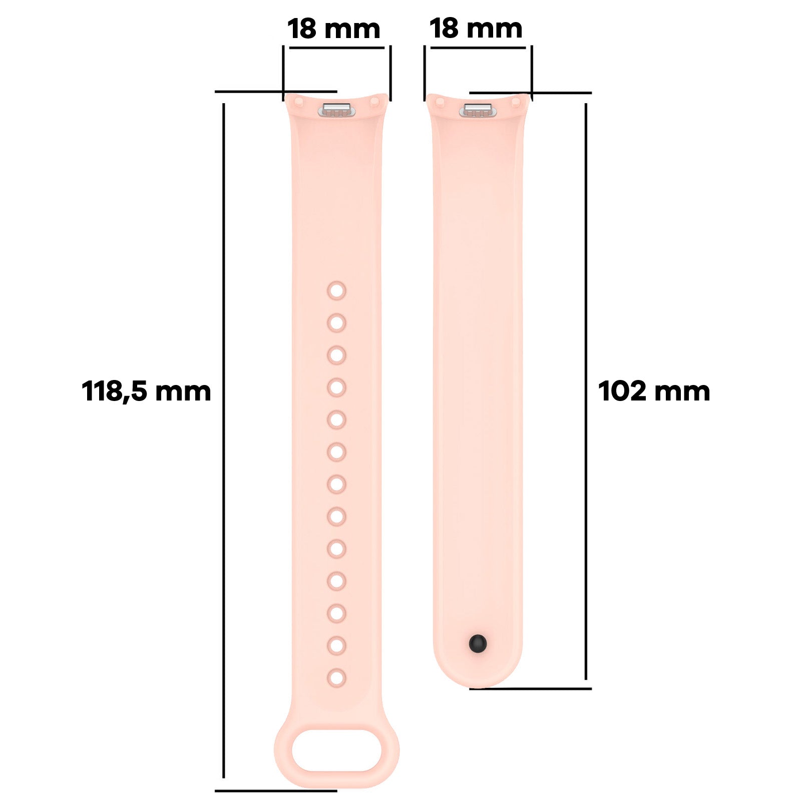 Armband für Xiaomi Smart Band 10 / 9 / 9 NFC / 8, Bizon Strap Watch Dots, Hellrosa
